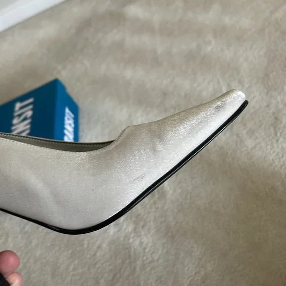 Y2K silver Satin Sling back Pumps - Picture 9 of 13